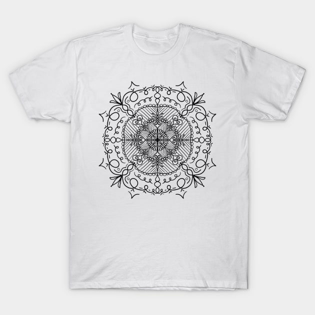 Flowers & Hearts Mandala T-Shirt by nathalieaynie